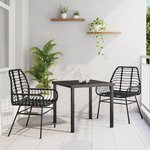 vidaXL Ensemble de salle à manger de jardin 3 pièces Noir Poly Rattan
