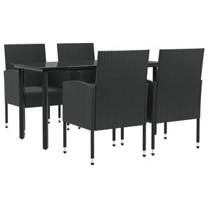 vidaXL Ensemble à manger de jardin 5 Pièces noir résine tressée et acier