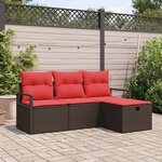 vidaXL Ensemble de canapé de jardin 4 Pièces Marron Poly rotin