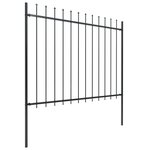 vidaXL Clôture de jardin avec dessus en lance Acier 5 1 x 1 5 m Noir