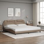 vidaXL Cadre de lit avec lumières LED cappuccino 200x200 cm similicuir