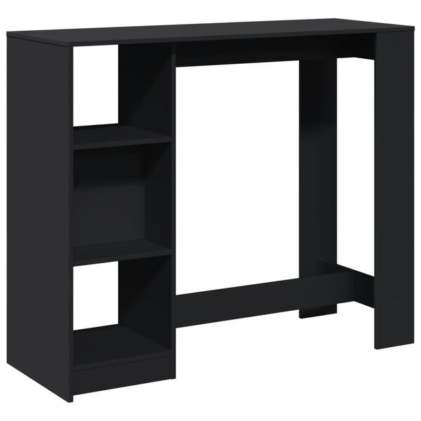 vidaXL Table de bar avec étagère noir 124x46x103 5cm bois d'ingénierie