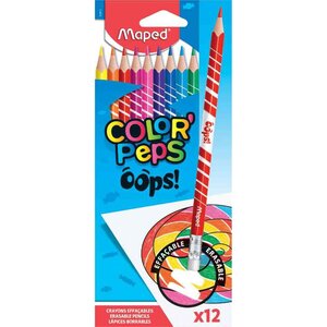 Crayons de couleur COLOR'PEPS  effaçable  étui de 12 MAPED