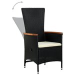 vidaXL Chaises d'extérieur lot de 2 avec coussins Résine tressée Noir