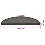 vidaXL Tapis d'escalier 30 pièces 56 x 17 x 3 cm Gris foncé Demi-rond