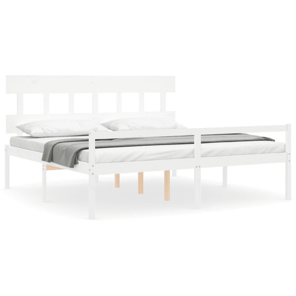 vidaXL Lit pour personne âgée sans matelas blanc 200x200cm bois massif