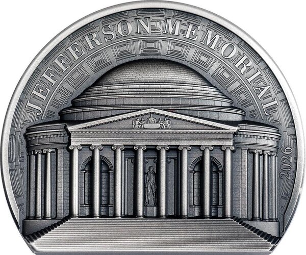 Monnaie JEFFERSON MEMORIAL Historical Monuments 5 Oz Argent 25$ Cook Islands 2026