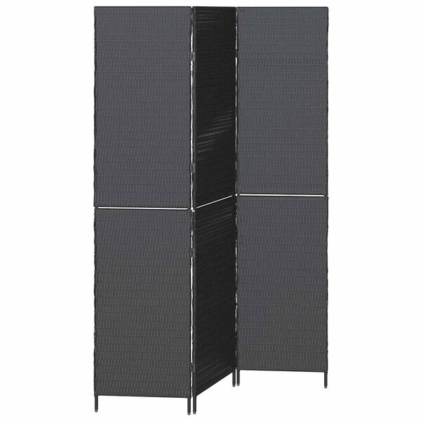 vidaXL Paravent Pliant Manuel Noir 146 x 180 cm. polyrotin