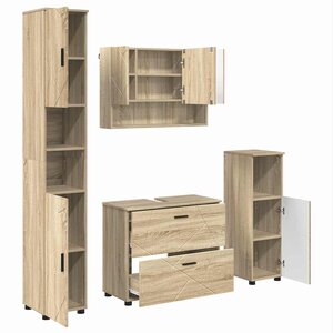 vidaXL Ensemble de mobilier de salle de bain 4 Pièces Chêne Sonoma