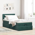 vidaXL Cadre de lit ottoman avec matelas vert foncé 90x190 cm velours