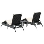 vidaXL Chaises longues lot de 2 avec table noir résine tressée