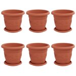vidaXL Pots de plantes 6 Pièces Rouge brique Ø 26 x 21.5 cm Plastique