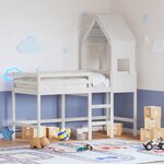 vidaXL Lit superposé avec échelle et toit sans matelas blanc 90x190 cm