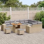 vidaXL Ensemble de canapé de jardin 12 Pièces Beige polyrotin
