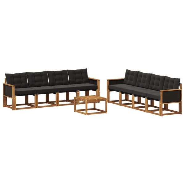 vidaXL Ensemble de canapés d'extérieur 9 pc Naturel et noir