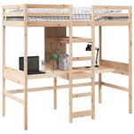 vidaXL Lit mezzanine avec bureau et étagères 90x200 cm pin massif