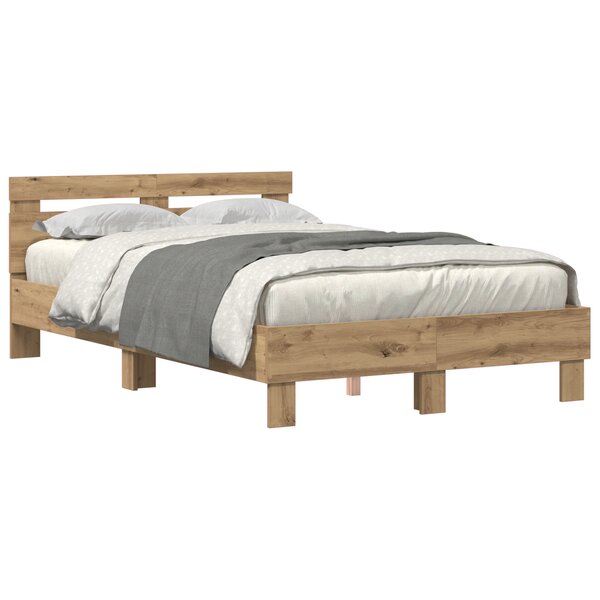 vidaXL Cadre de Lit en Chêne Chêne Artisan Bois d'Ingénierie 120 x 190 cm