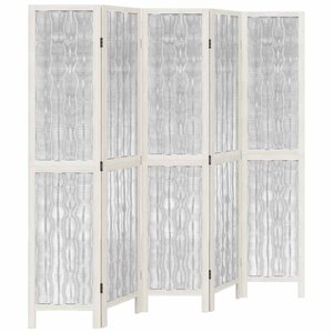 vidaXL Cloison de séparation 5 panneaux blanc bois de paulownia massif