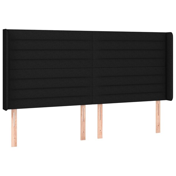 vidaXL Tête de lit avec oreilles Noir 203x16x118/128 cm Tissu