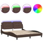 vidaXL Cadre de lit avec LED sans matelas Zadar marron 160x200 cm