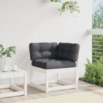 vidaXL Canapé d'angle de jardin et coussins blanc bois de pin massif