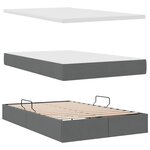 vidaXL Lit de rangement LED avec matelas Gris foncé 120 x 190 cm Tissu