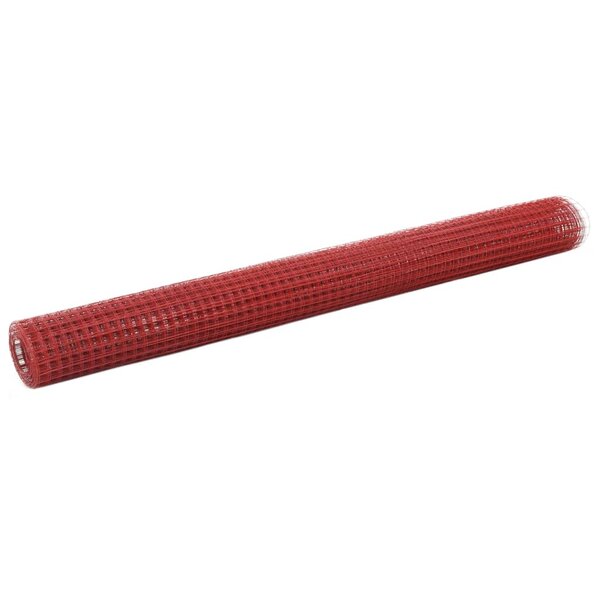 vidaXL Grillage Acier avec revêtement en PVC 25x1 5 m Rouge
