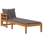 vidaXL Chaise longue avec 1 accoudoir Gris foncé Bois d'acacia solide