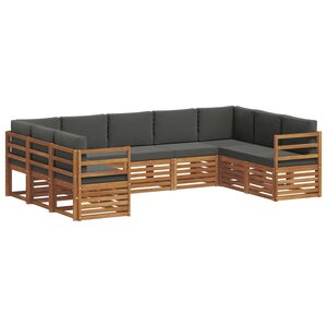 vidaXL Ensemble de canapés d'extérieur 9 pc Naturel et Anthracite