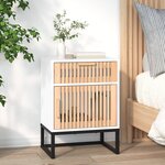 vidaXL Table de chevet blanc 40x30x55 5 cm bois d’ingénierie et fer