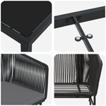 vidaXL Ensemble de salle à manger de jardin 3 pièces avec coussins Noir Rattan Poly