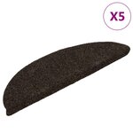 vidaXL Tapis d'escalier auto-adhésifs 5 pièces 56 x 17 x 3 cm Marron foncé Demi-rond