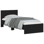 vidaXL Cadre de lit avec tête de lit et lumières LED noir 90x200 cm