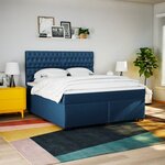 vidaXL Sommier à lattes de lit avec matelas Bleu 180x200 cm Tissu