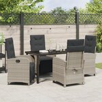 vidaXL Set de jardin 5 pièces avec coussins en rotin gris clair