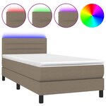 vidaXL Sommier à lattes de lit avec matelas LED Taupe 90x200 cm Tissu