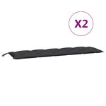 vidaXL Coussins de banc jardin lot de 2 noir 180x50x7 cm tissu Oxford
