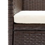 vidaXL Meubles à dîner de jardin et coussins 7 Pièces Poly rotin Marron
