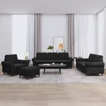 vidaXL Ensemble de canapés 4 Pièces avec coussins Noir Velours