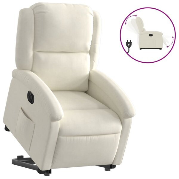 vidaXL Fauteuil inclinable électrique crème velours