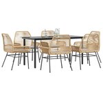 vidaXL Ensemble à manger jardin coussins 7Pièces marron poly rotin verre