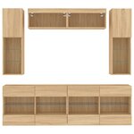 vidaXL Ensemble de meubles TV muraux 6Pièces et lumières LED chêne sonoma