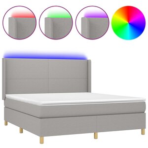 vidaXL Sommier à lattes de lit matelas LED Gris clair 160x200 cm Tissu