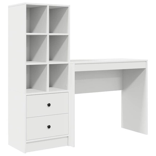 vidaXL Bureau avec rangement avec tiroir 2 Pièces Blanc 90 x 40 x 76 cm