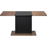 Table à manger KENDO 6 personnes - Mélamine chêne ambré et noir mat - 160 x 80 x 76 cm
