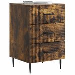 vidaXL Cabinet de chevet avec tiroir Chêne fumé 43 x 41 x 66 5 cm