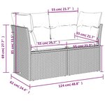 vidaXL Canapé de jardin 2 places avec coussins gris résine tressée