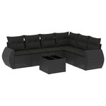 vidaXL Salon de jardin 7 Pièces avec coussins noir résine tressée