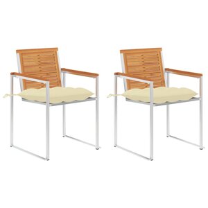 vidaXL Chaises de jardin avec coussins lot de 2 Acacia solide et acier