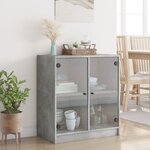 vidaXL Armoire latérale avec portes en verre gris béton 68x37x75 5 cm
